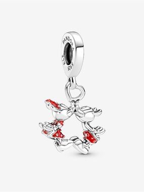 Sterling silver Pandora Disney Mickey Mouse & Minnie Mouse Kissing Dangle Charm